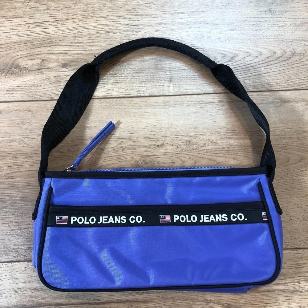 Vtg 90s Y2K Polo Sport Ralph Lauren Purple Canvas Mini Shoulder Bag Preppy